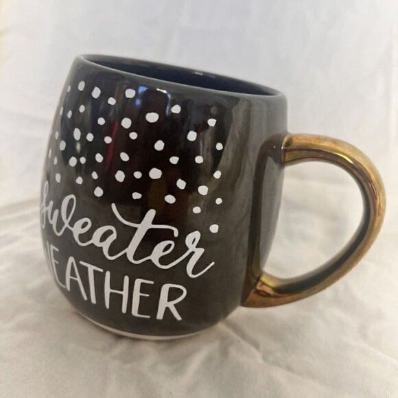 Sweater Weather Coffee Cup Mug Threshold Stoneware Brown Bronze Color 8oz Fall - Picture 7 of 8